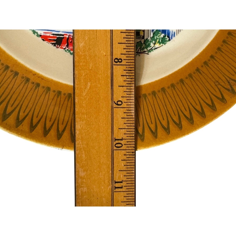 Tennessee Souvenir Plate Vintage Homer laughlin Morocco Pattern 1960s Mustard - Picture 9 of 9